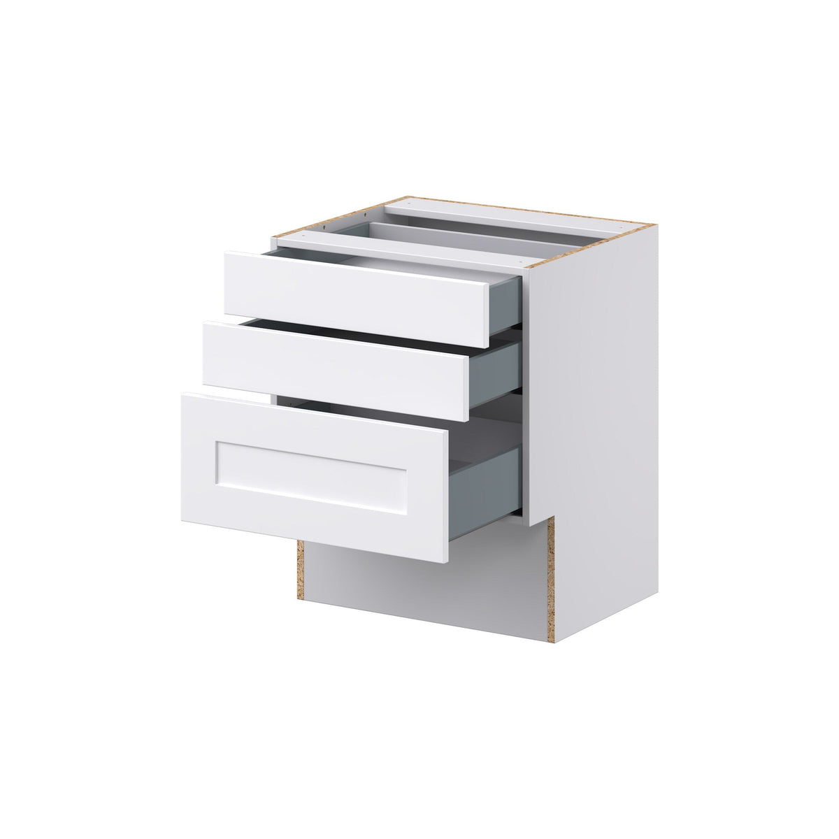 Hugo&Borg Jolie 24-in W x 30-in H x 21-in D Warm White 3-Drawer Base Fully Assembled Cabinet (Recessed Panel Style)