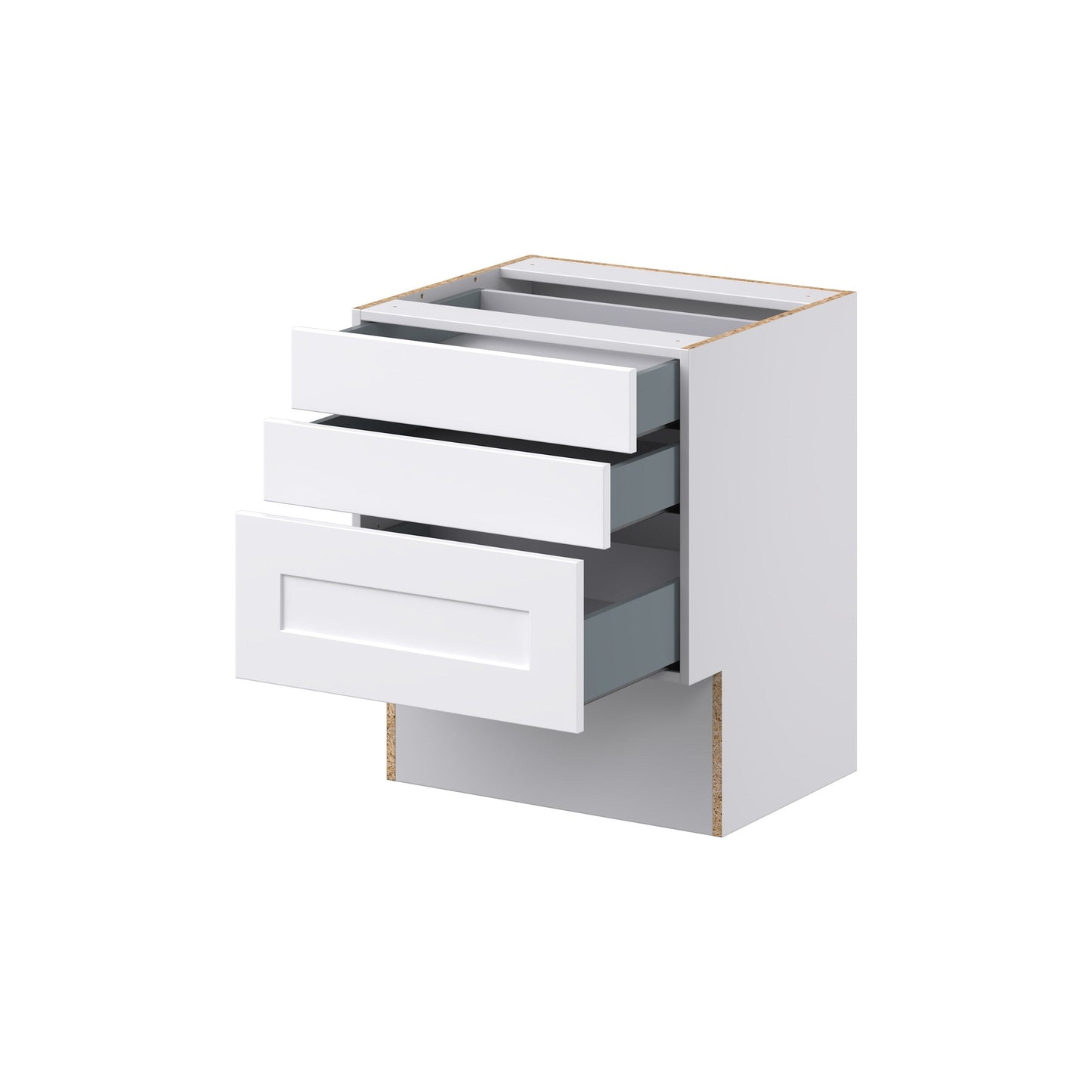 Hugo&Borg Jolie 24-in W x 30-in H x 21-in D Warm White 3-Drawer Base Fully Assembled Cabinet (Recessed Panel Style)