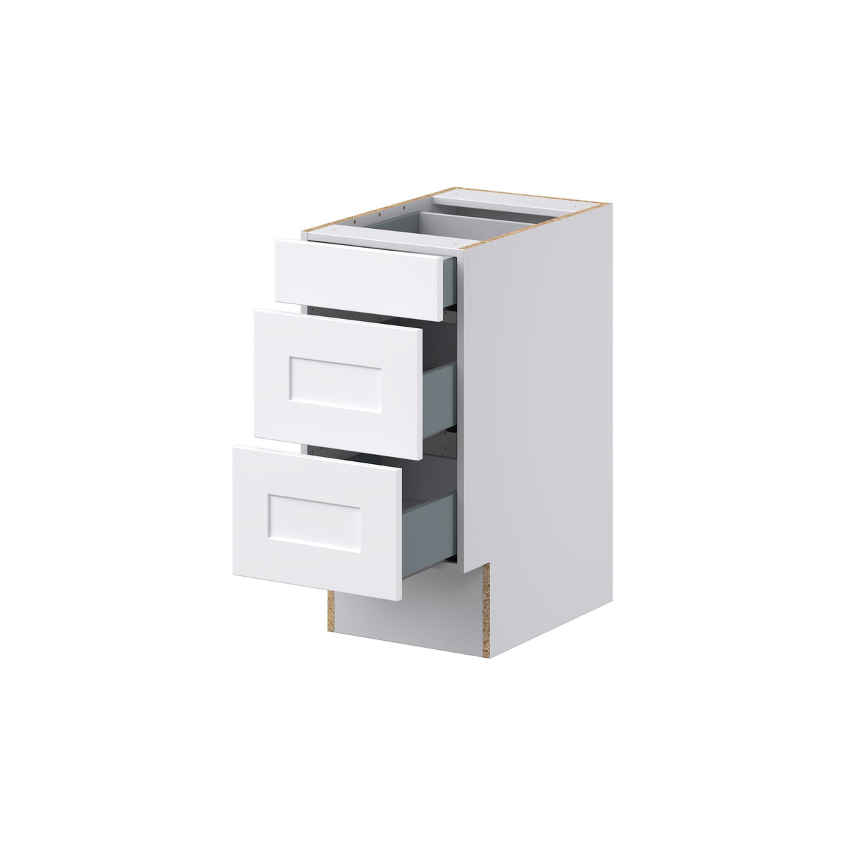 Hugo&Borg Jolie 15-in W x 32.5-in H x 25-in D Warm White 3-Drawer Base Fully Assembled Cabinet (Recessed Panel Style)