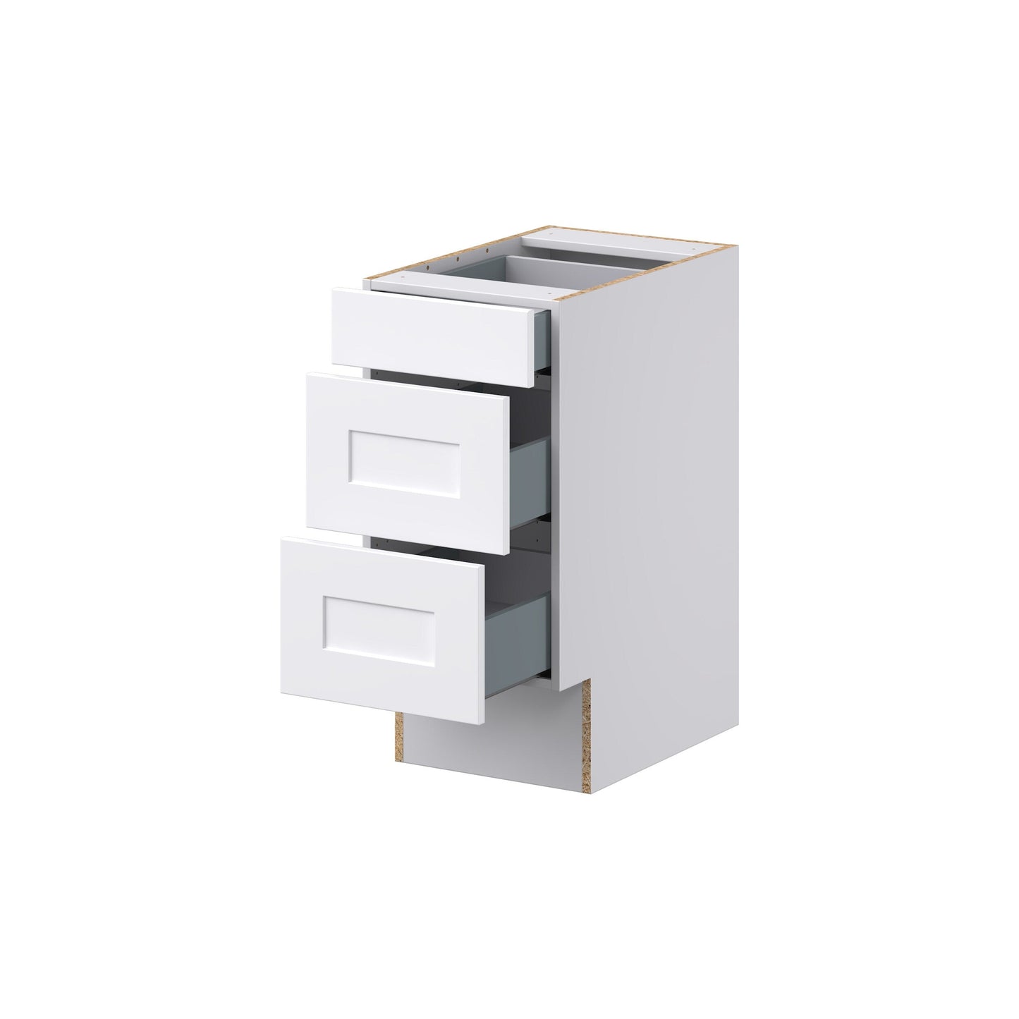 Hugo&Borg Jolie 15-in W x 32.5-in H x 25-in D Warm White 3-Drawer Base Fully Assembled Cabinet (Recessed Panel Style)
