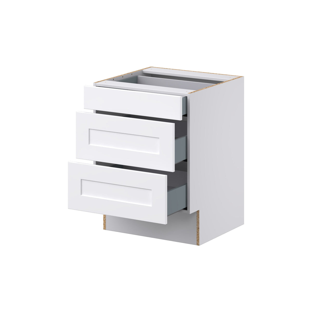 Hugo&Borg 24-in W x 32.5-in H x 24-in D Warm White 3-Drawer Base Fully Assembled Cabinet (Recessed Panel Style)