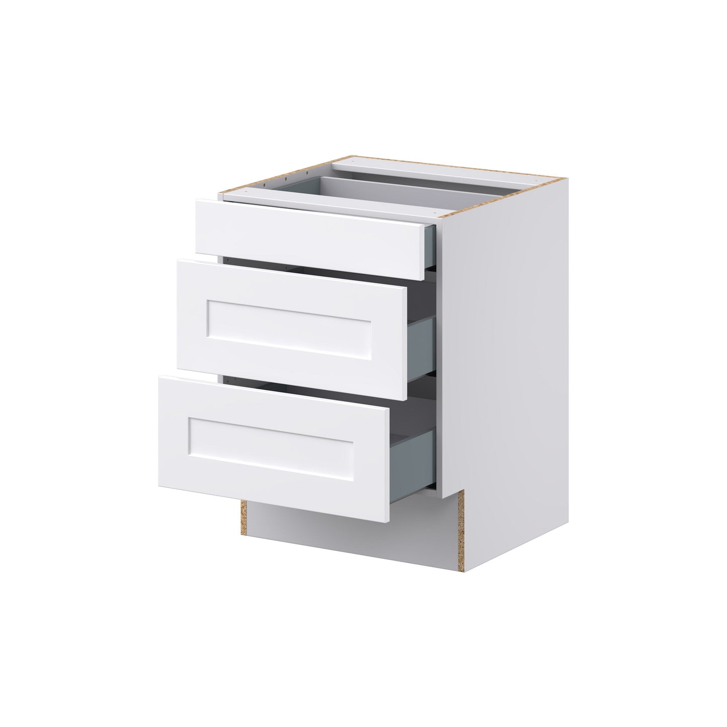 Hugo&Borg 24-in W x 32.5-in H x 24-in D Warm White 3-Drawer Base Fully Assembled Cabinet (Recessed Panel Style)