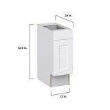 Hugo&Borg Jolie 12-in W x 34.5-in H x 24-in D Warm White 1-Drawer Base Fully Assembled Cabinet (Recessed Panel Shaker Style)