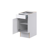Hugo&Borg Jolie 15-in W x 34.5-in H x 25-in D Warm White 1-Drawer Base Fully Assembled Cabinet (Recessed Panel Shaker Style)