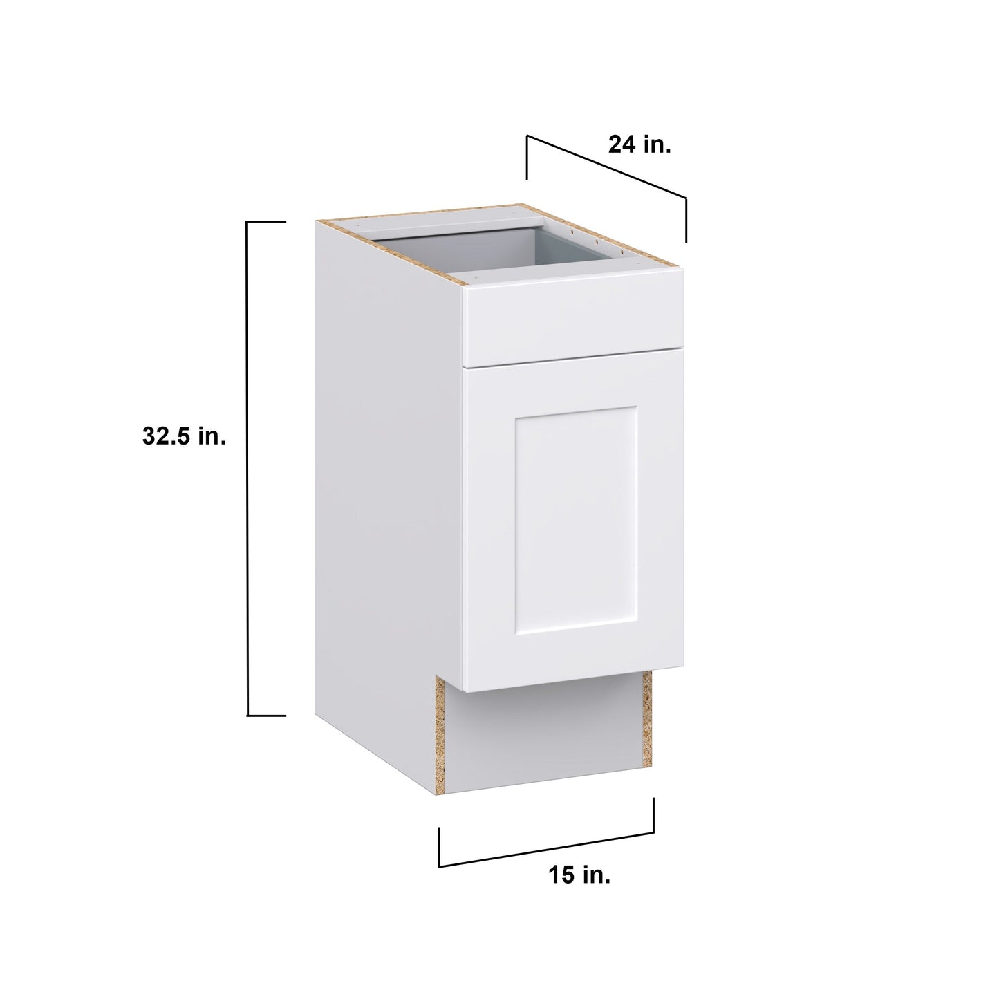 Hugo&Borg Jolie 15-in W x 34.5-in H x 25-in D Warm White 1-Drawer Base Fully Assembled Cabinet (Recessed Panel Shaker Style)