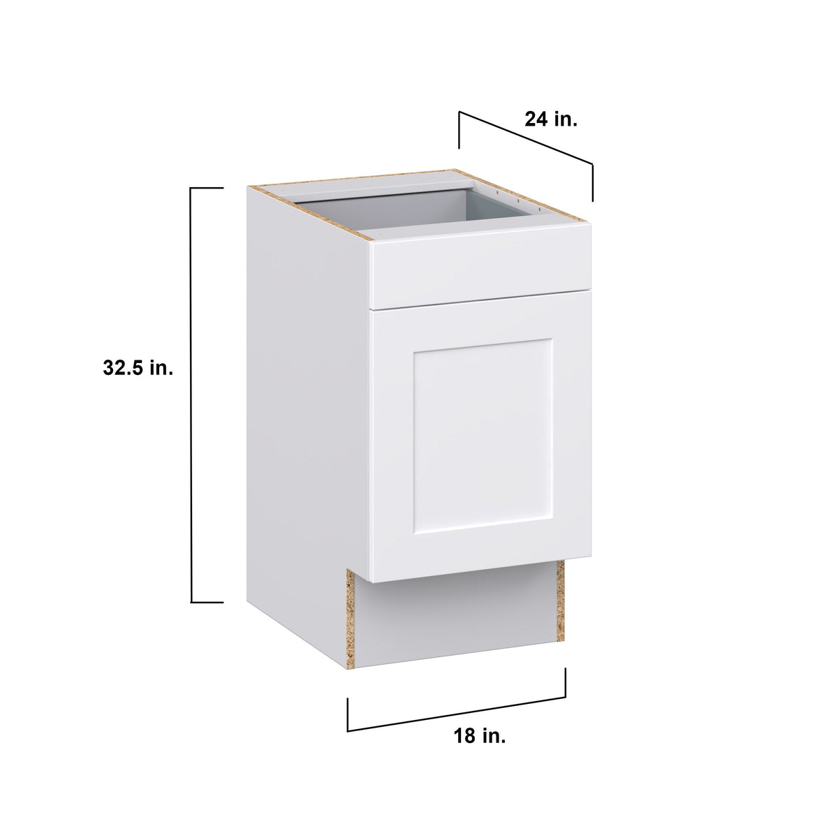 Hugo&Borg Jolie 18-in W x 34.5-in H x 25-in D Warm White 1-Drawer Base Fully Assembled Cabinet (Recessed Panel Shaker Style)