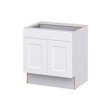 Hugo&Borg Jolie 30-in W x 32.5-in H x 24-in D Warm White 1-Drawer Base Fully Assembled Cabinet (Recessed Panel Shaker Style)