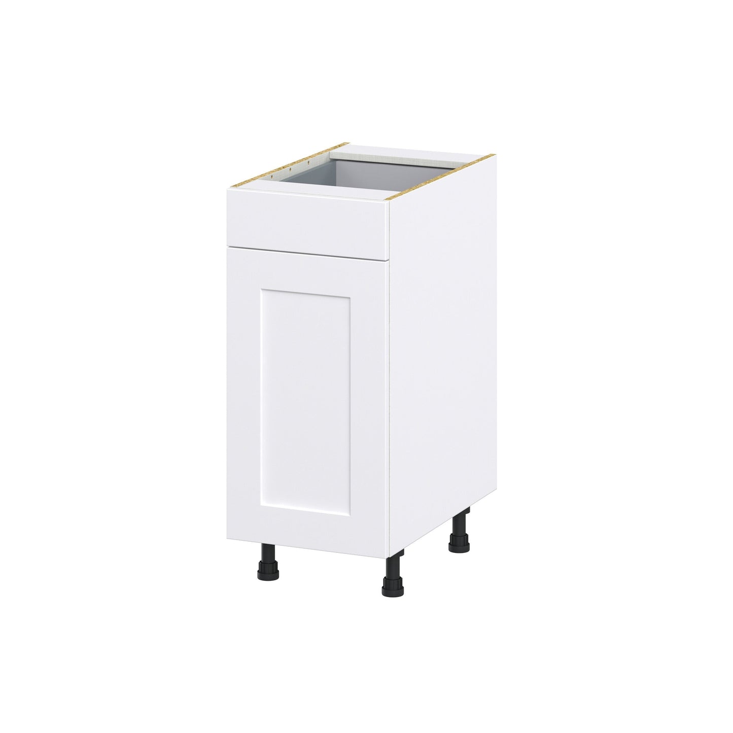 Hugo&Borg 15-in W x 34.5-in H x 24-in D Warm White 1-Drawer Pull-out Cabinet Base Fully Assembled Cabinet (Recessed Panel Style)