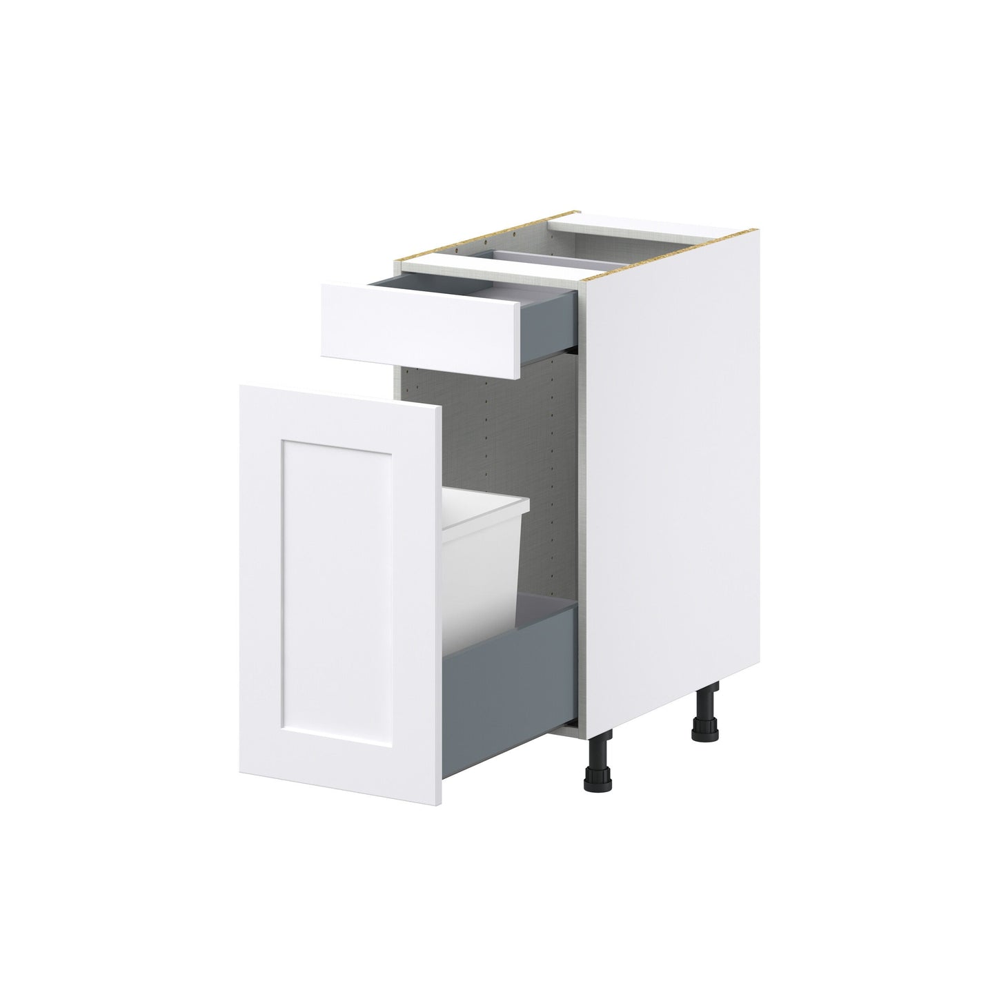 Hugo&Borg 15-in W x 34.5-in H x 24-in D Warm White 1-Drawer Pull-out Cabinet Base Fully Assembled Cabinet (Recessed Panel Style)