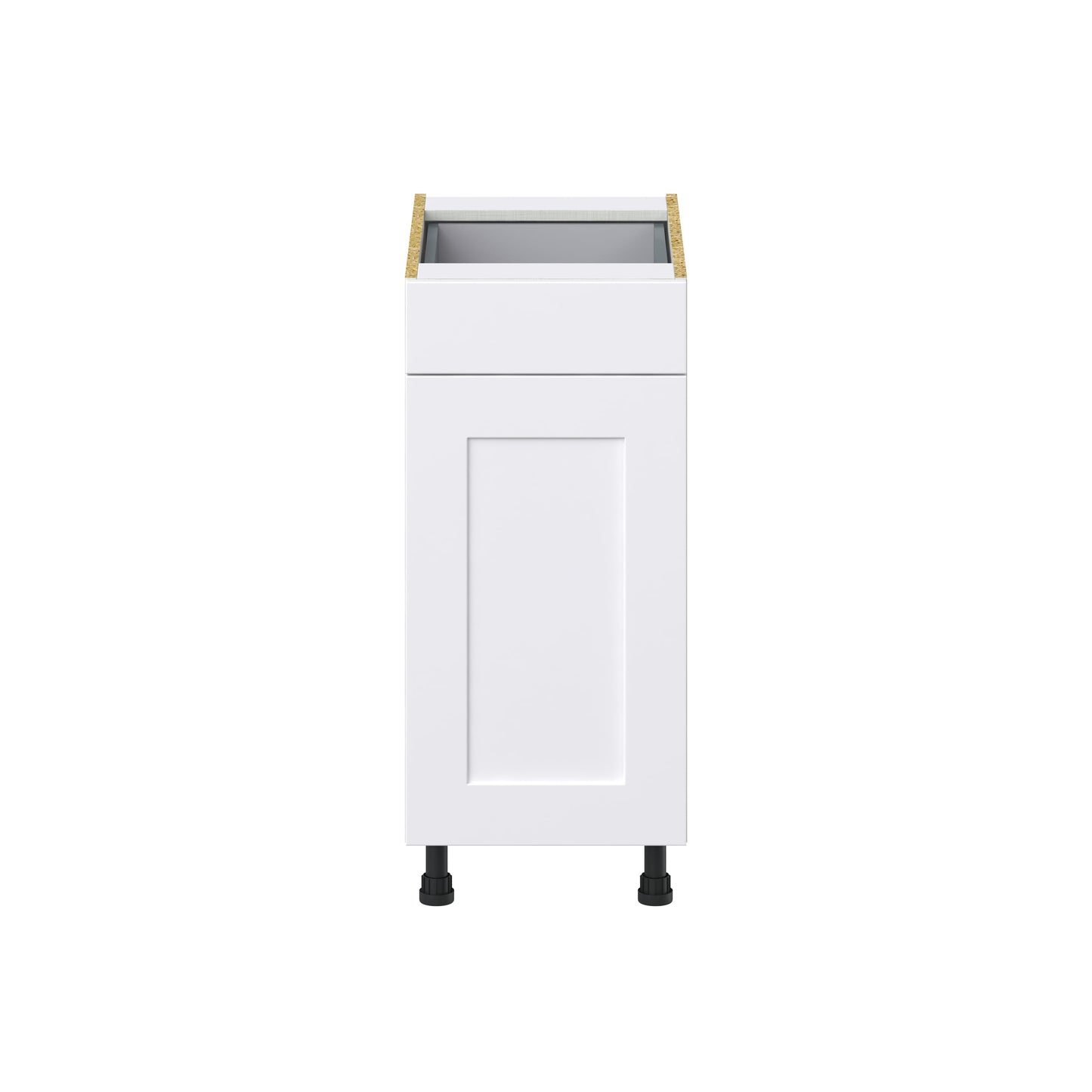 Hugo&Borg 15-in W x 34.5-in H x 24-in D Warm White 1-Drawer Pull-out Cabinet Base Fully Assembled Cabinet (Recessed Panel Style)
