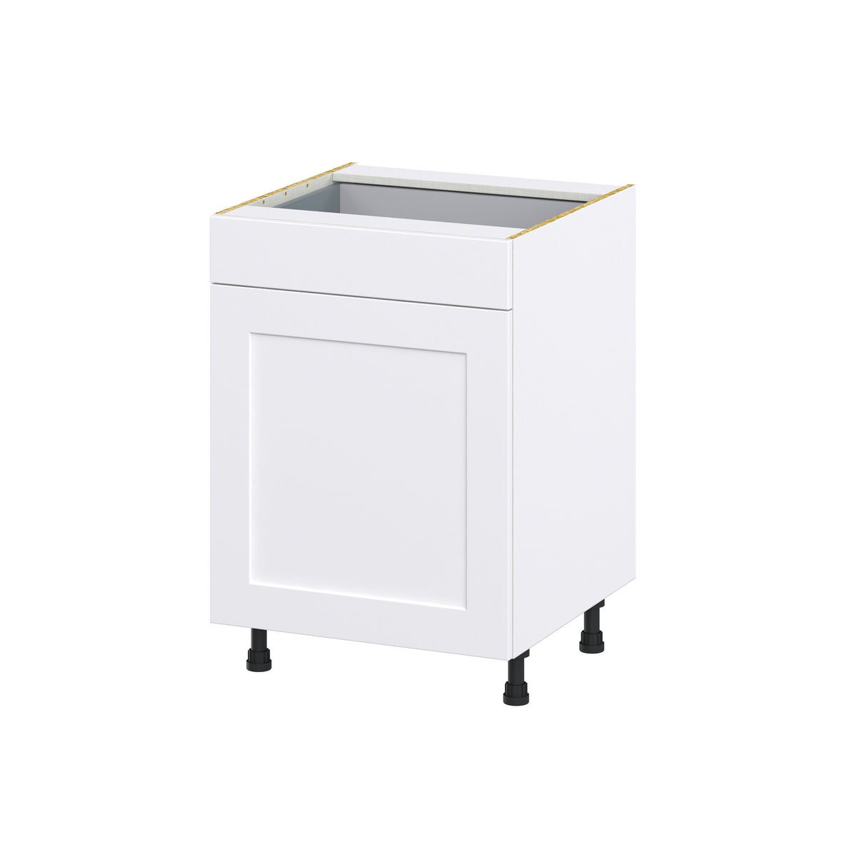 Hugo&Borg Jolie 24-in W x 34.5-in H x 24-in D Warm White 1-Drawer Pull-out Cabinet Base Fully Assembled Cabinet (Recessed Panel Style)