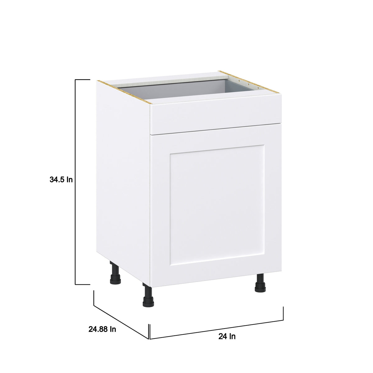 Hugo&Borg Jolie 24-in W x 34.5-in H x 24-in D Warm White 1-Drawer Pull-out Cabinet Base Fully Assembled Cabinet (Recessed Panel Style)