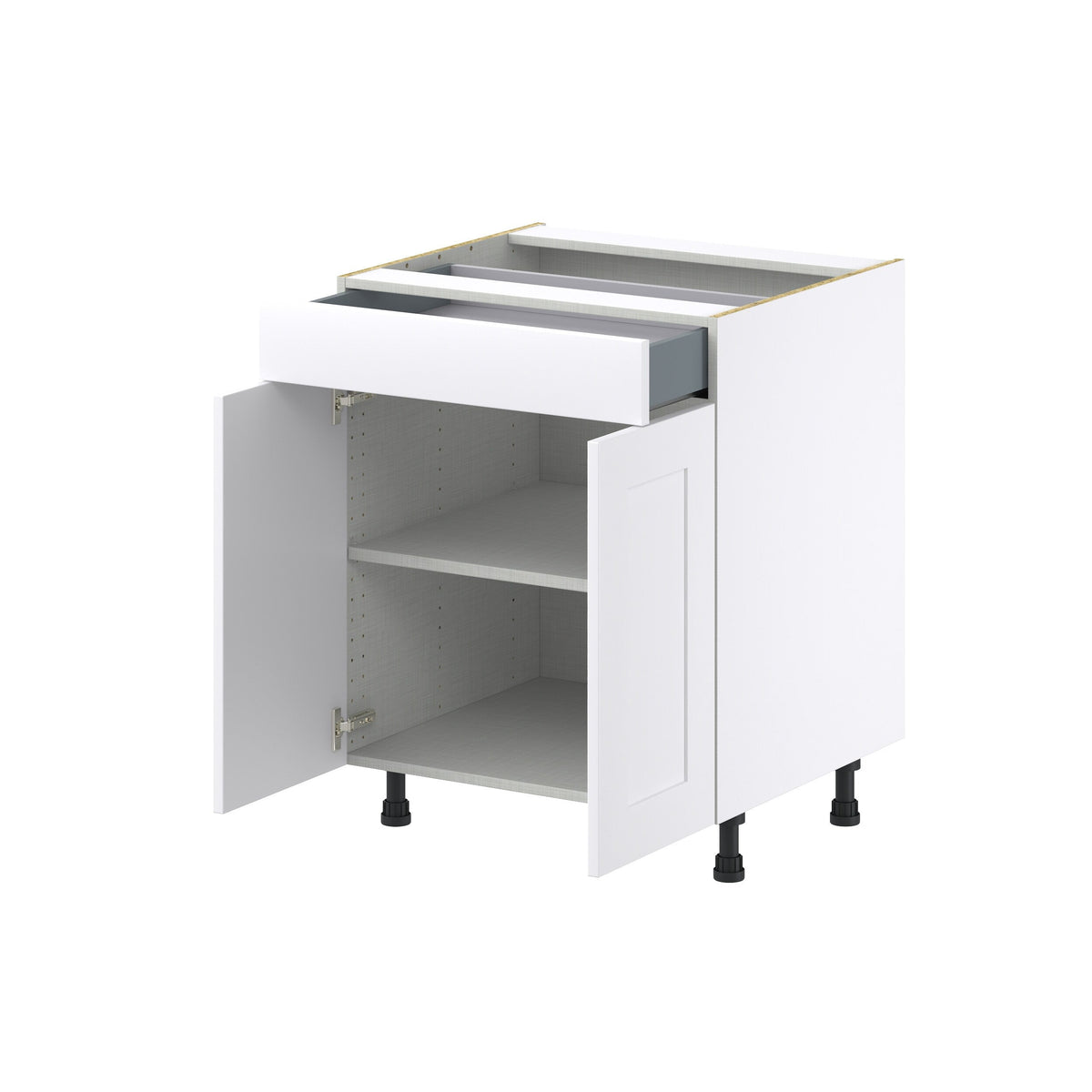 Hugo&Borg Jolie 27-in W x 34.5-in H x 24-in D Warm White 1-Drawer Base Fully Assembled Cabinet (Recessed Panel Shaker Style)