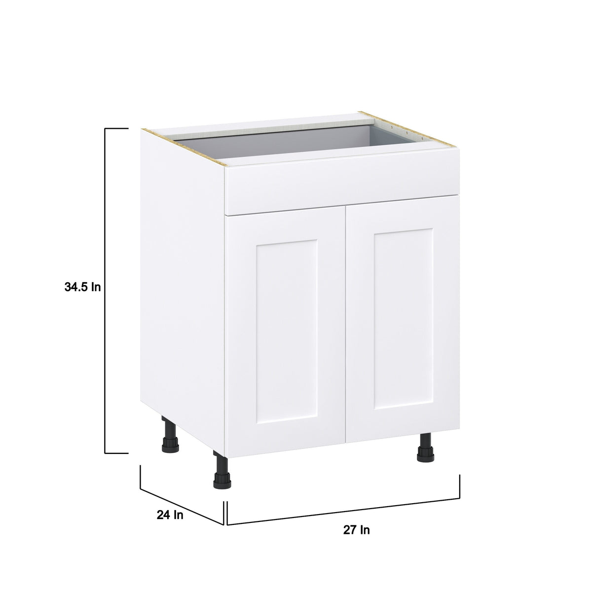 Hugo&Borg Jolie 27-in W x 34.5-in H x 24-in D Warm White 1-Drawer Base Fully Assembled Cabinet (Recessed Panel Shaker Style)