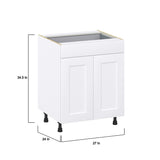 Hugo&Borg Jolie 27-in W x 34.5-in H x 24-in D Warm White 1-Drawer Base Fully Assembled Cabinet (Recessed Panel Shaker Style)