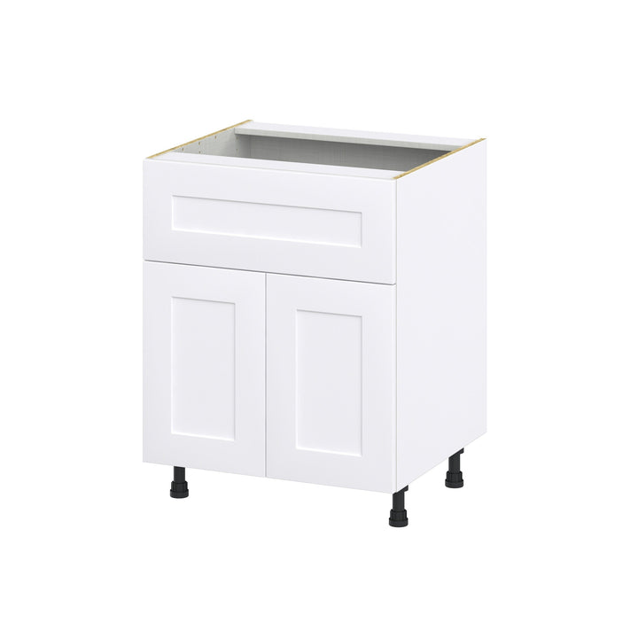Hugo&Borg Jolie 27-in W x 34.5-in H x 25-in D Warm White 1-Drawer Base Fully Assembled Cabinet (Recessed Panel Shaker Style)