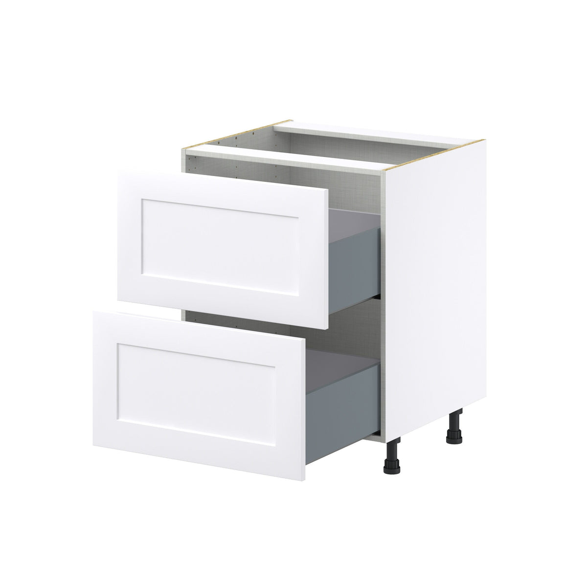 Hugo&Borg 27-in W x 34.5-in H x 24-in D Warm White 2-Drawer Base Fully Assembled Cabinet (Recessed Panel Style)