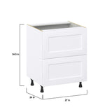 Hugo&Borg 27-in W x 34.5-in H x 24-in D Warm White 2-Drawer Base Fully Assembled Cabinet (Recessed Panel Style)