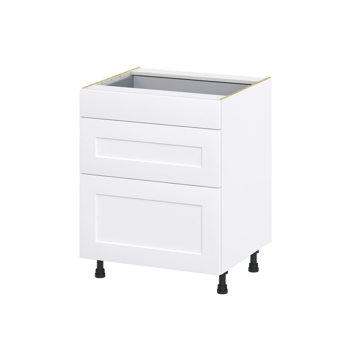 Hugo&Borg 27-in W x 34.5-in H x 24-in D Warm White 3-Drawer Base Fully Assembled Cabinet (Recessed Panel Style)