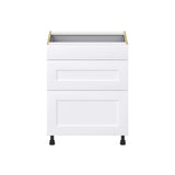 Hugo&Borg 27-in W x 34.5-in H x 24-in D Warm White 3-Drawer Base Fully Assembled Cabinet (Recessed Panel Style)