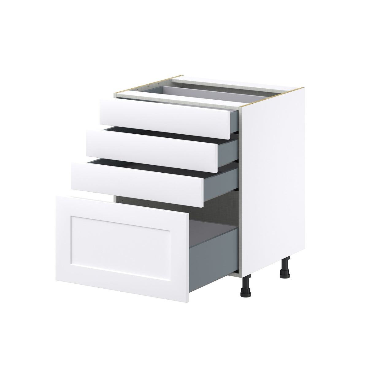Hugo&Borg Jolie 27-in W x 34.5-in H x 24-in D Warm White 4-Drawer Base Fully Assembled Cabinet (Recessed Panel Style)