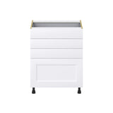 Hugo&Borg Jolie 27-in W x 34.5-in H x 24-in D Warm White 4-Drawer Base Fully Assembled Cabinet (Recessed Panel Style)