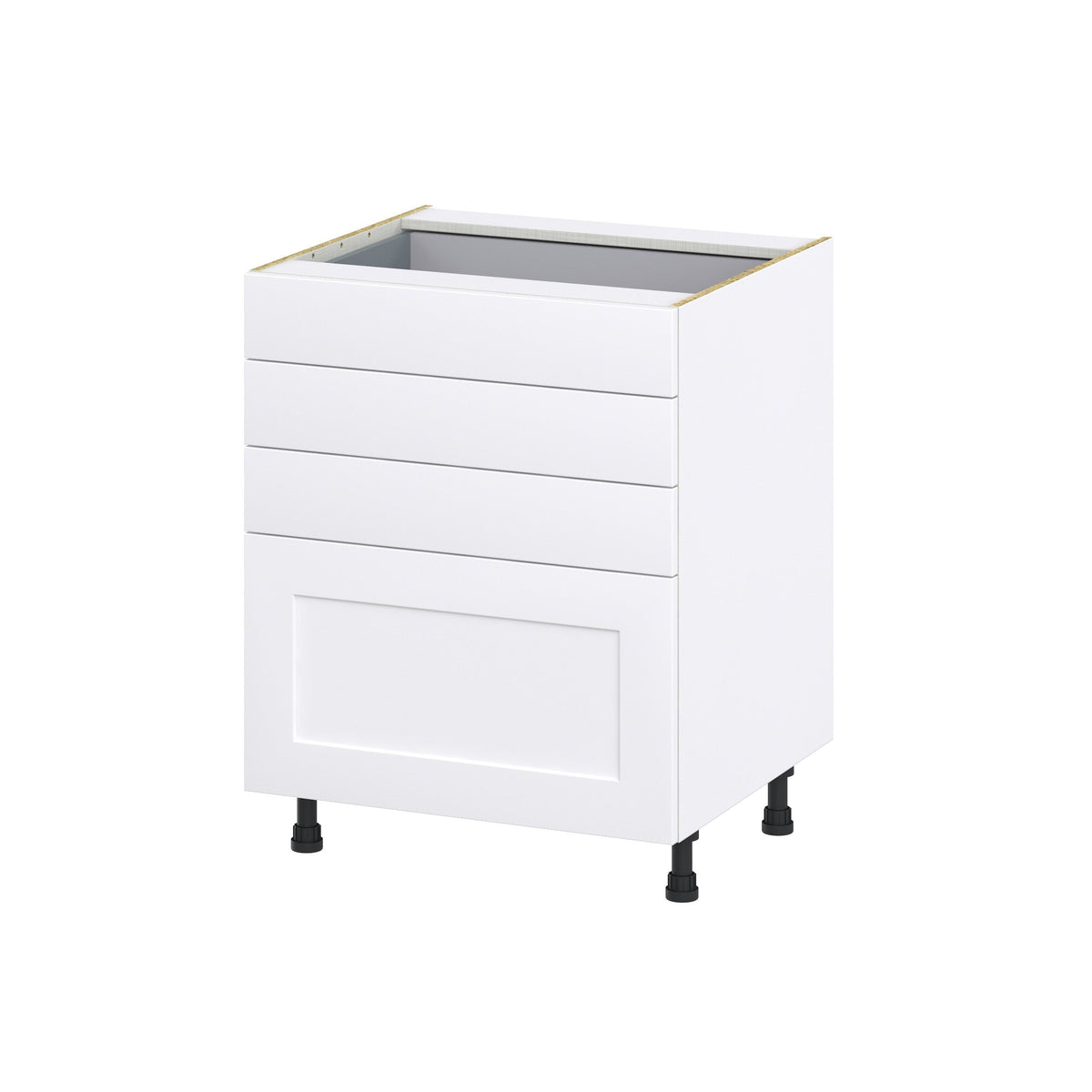 Hugo&Borg Jolie 27-in W x 34.5-in H x 24-in D Warm White 4-Drawer Base Fully Assembled Cabinet (Recessed Panel Style)