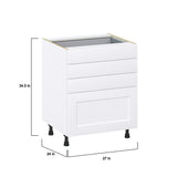 Hugo&Borg Jolie 27-in W x 34.5-in H x 24-in D Warm White 4-Drawer Base Fully Assembled Cabinet (Recessed Panel Style)
