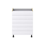 Hugo&Borg Jolie 27-in W x 34.5-in H x 24-in D Warm White 6-Drawer Base Fully Assembled Cabinet (Recessed Panel Style)