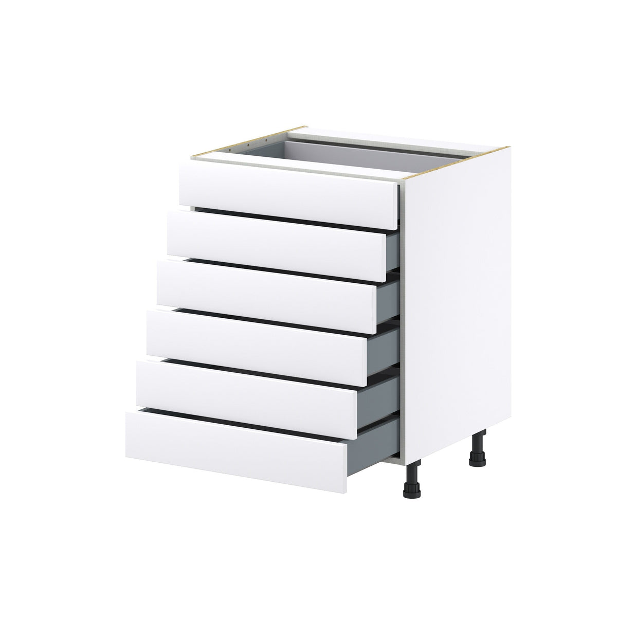 Hugo&Borg Jolie 27-in W x 34.5-in H x 24-in D Warm White 6-Drawer Base Fully Assembled Cabinet (Recessed Panel Style)