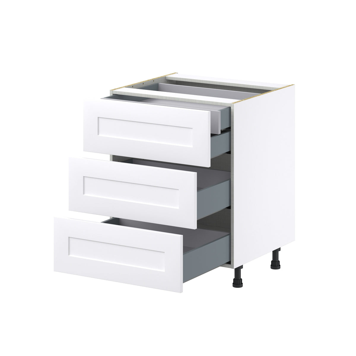Hugo&Borg Jolie 27-in W x 34.5-in H x 24-in D Warm White 4-Drawer Base Fully Assembled Cabinet (Recessed Panel Style)