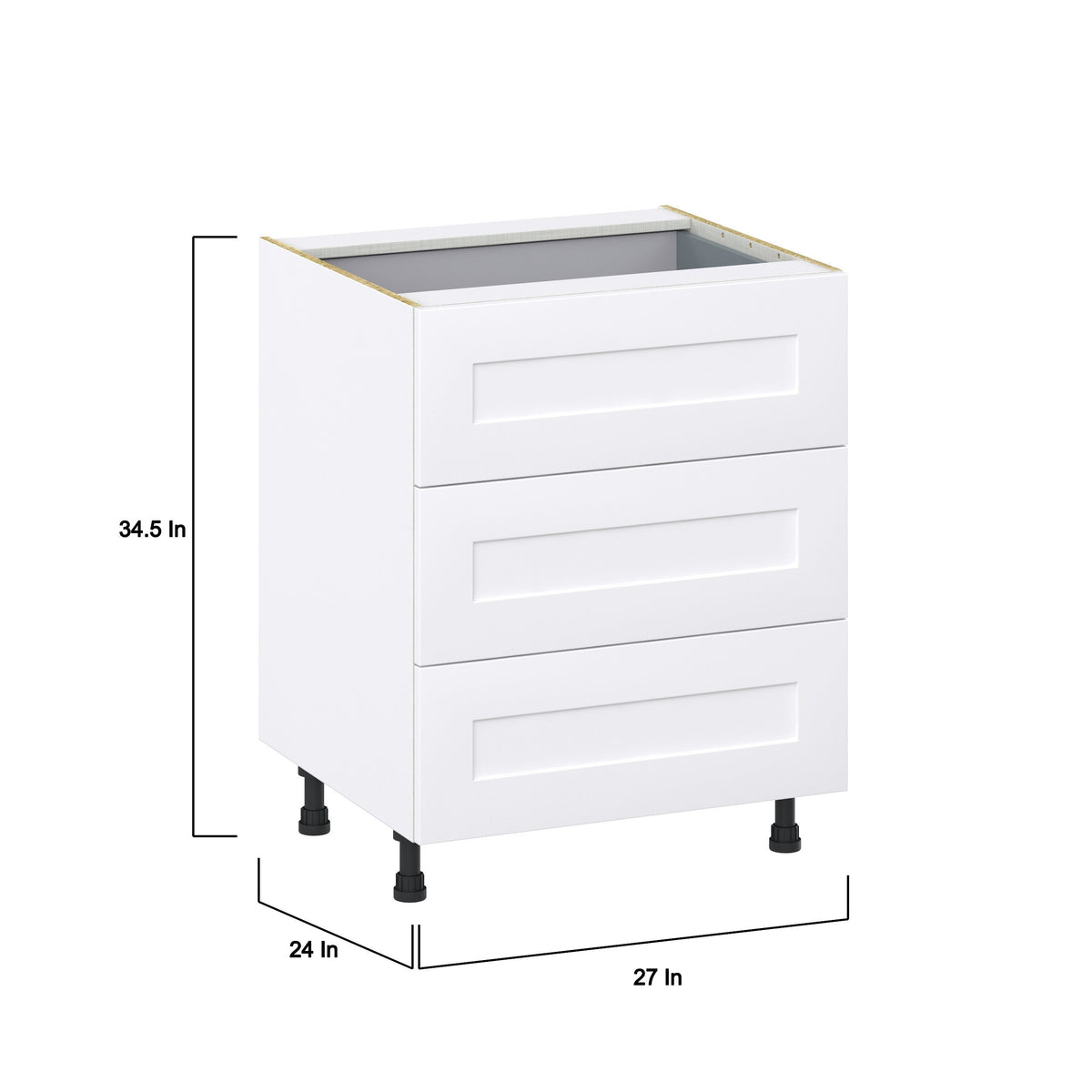 Hugo&Borg Jolie 27-in W x 34.5-in H x 24-in D Warm White 4-Drawer Base Fully Assembled Cabinet (Recessed Panel Style)
