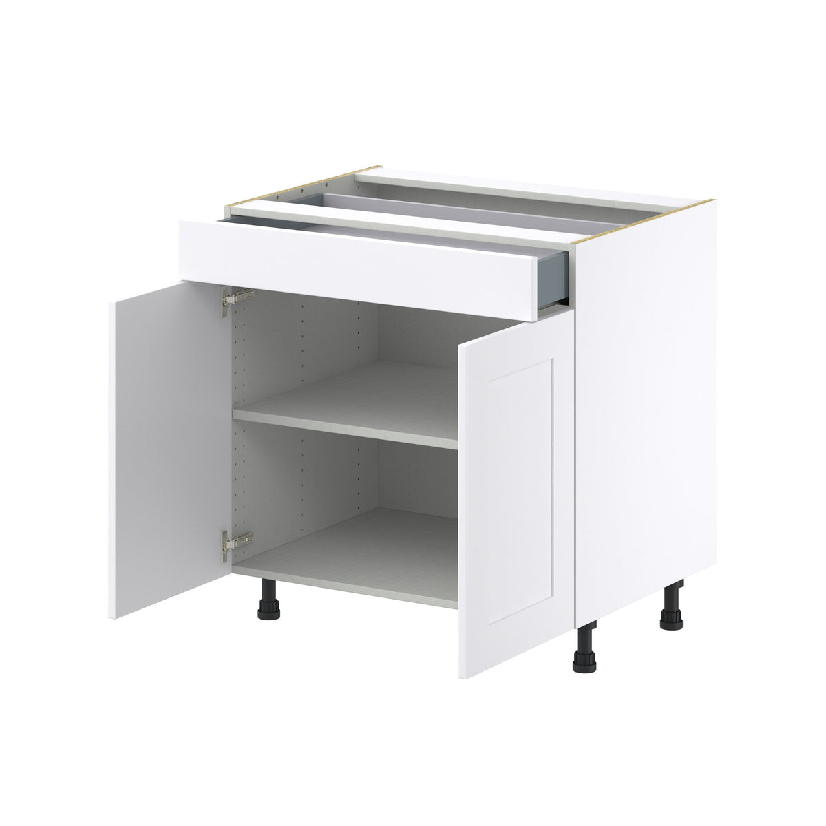 Hugo&Borg Jolie 33-in W x 34.5-in H x 24-in D Warm White 1-Drawer Base Fully Assembled Cabinet (Recessed Panel Shaker Style)