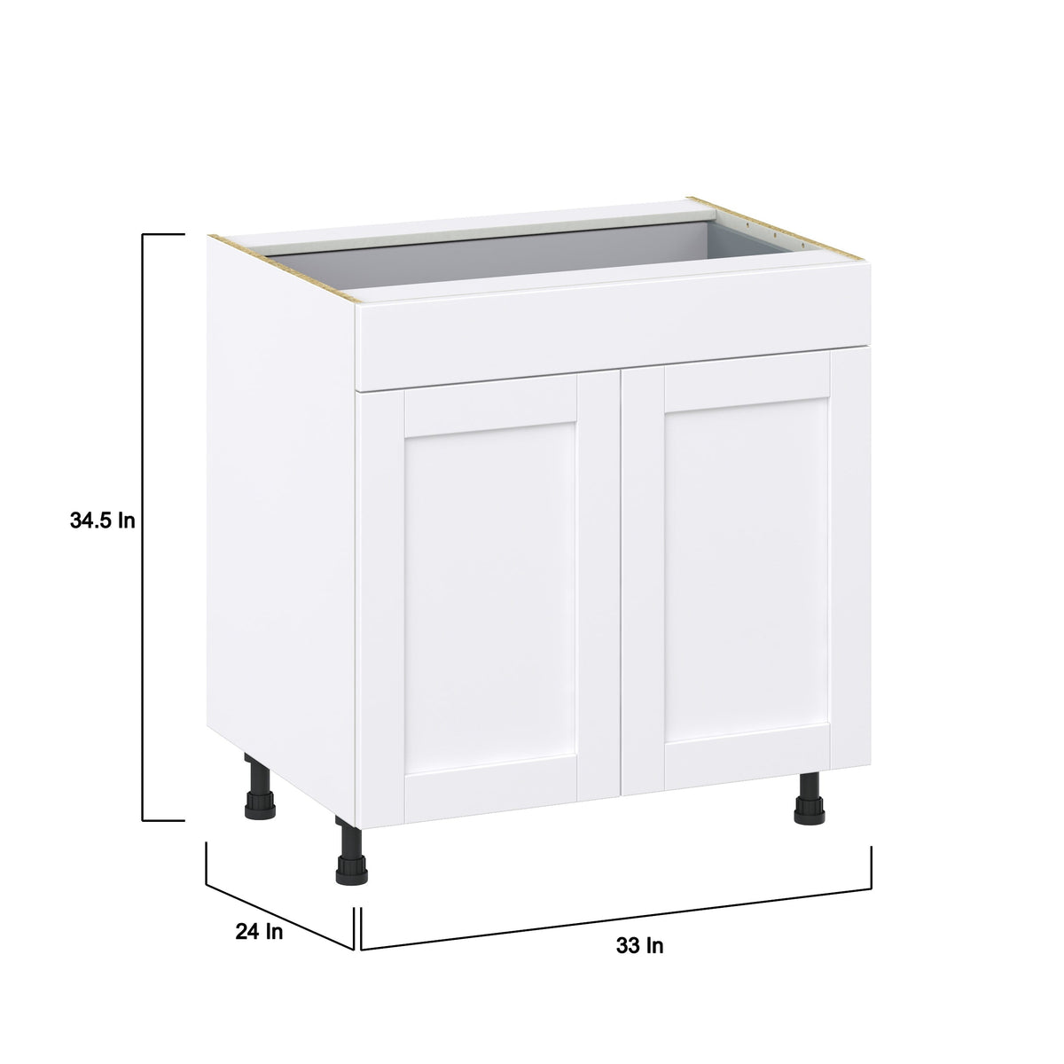 Hugo&Borg Jolie 33-in W x 34.5-in H x 24-in D Warm White 1-Drawer Base Fully Assembled Cabinet (Recessed Panel Shaker Style)