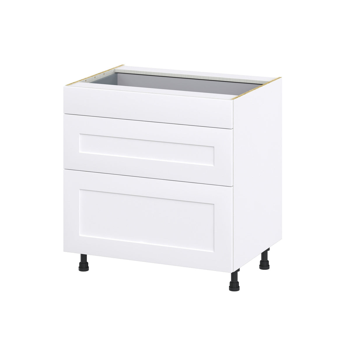 Hugo&Borg 33-in W x 34.5-in H x 24-in D Warm White 3-Drawer Base Fully Assembled Cabinet (Recessed Panel Style)