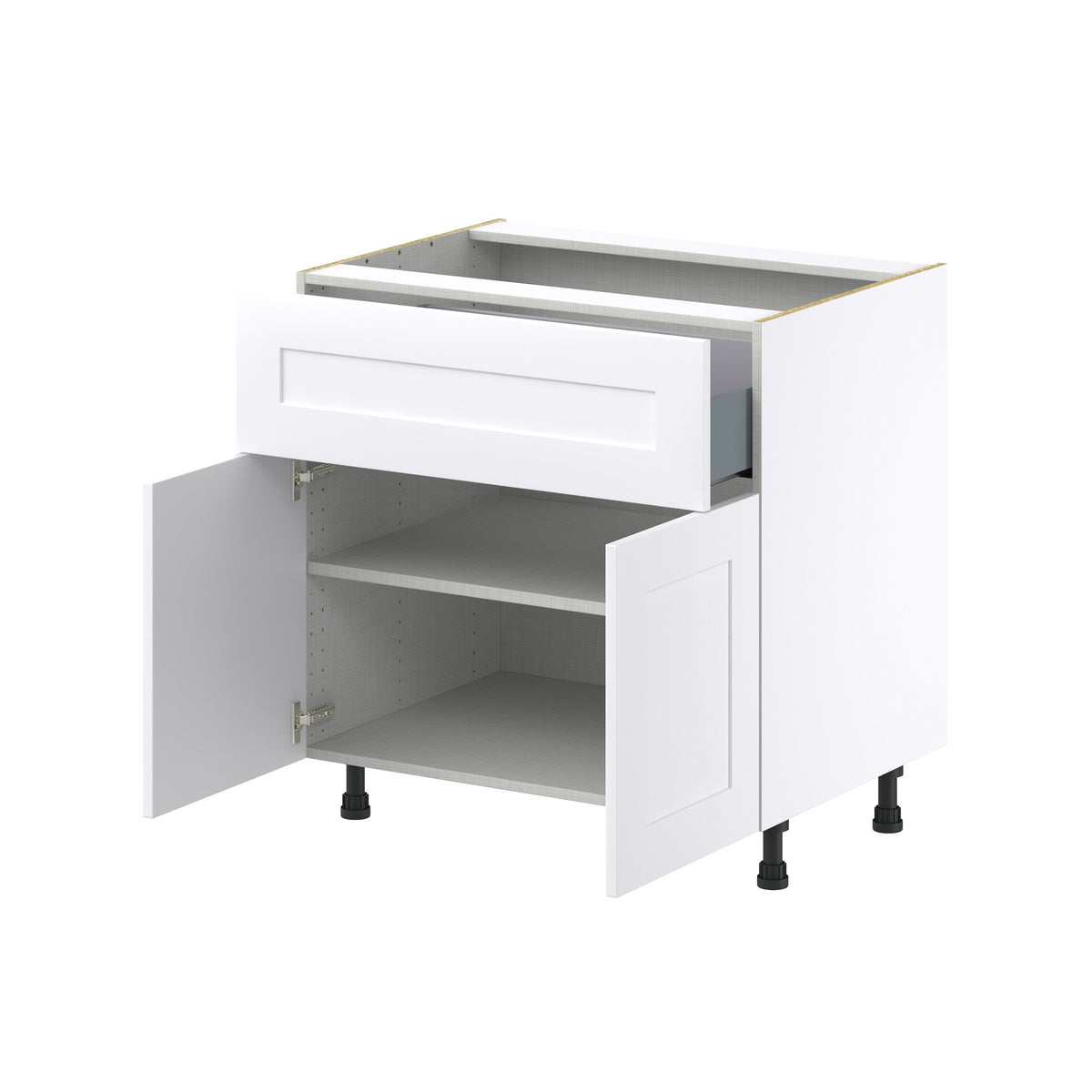 Hugo&Borg Jolie 33-in W x 34.5-in H x 25-in D Warm White 1-Drawer Base Fully Assembled Cabinet (Recessed Panel Shaker Style)