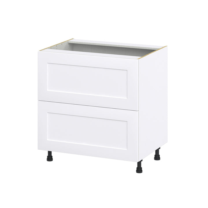 Hugo&Borg Jolie 33-in W x 34.5-in H x 24-in D Warm White 2-Drawer Base Fully Assembled Cabinet (Recessed Panel Style)