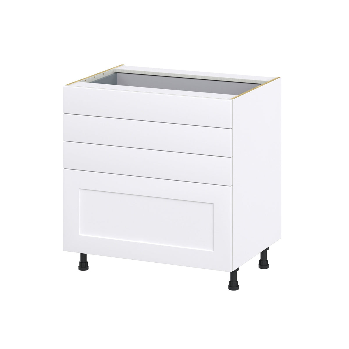 Hugo&Borg Jolie 33-in W x 34.5-in H x 24-in D Warm White 4-Drawer Base Fully Assembled Cabinet (Recessed Panel Style)