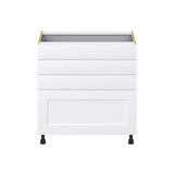 Hugo&Borg Jolie 33-in W x 34.5-in H x 24-in D Warm White 4-Drawer Base Fully Assembled Cabinet (Recessed Panel Style)