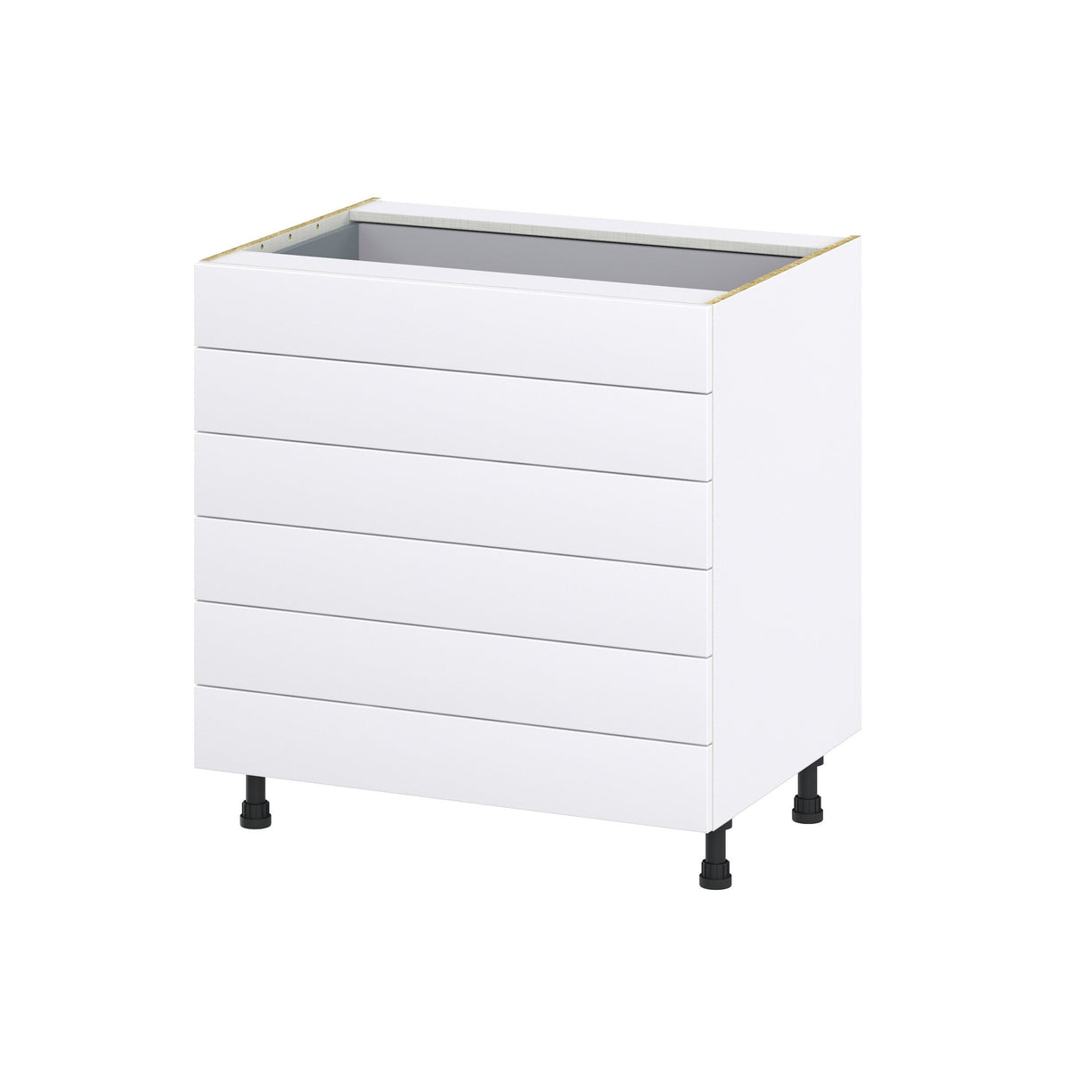 Hugo&Borg 33-in W x 34.5-in H x 24-in D Warm White 6-Drawer Base Fully Assembled Cabinet (Recessed Panel Style)