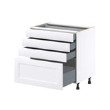 Hugo&Borg Jolie 33-in W x 34.5-in H x 24-in D Warm White 4-Drawer Base Fully Assembled Cabinet (Recessed Panel Style)