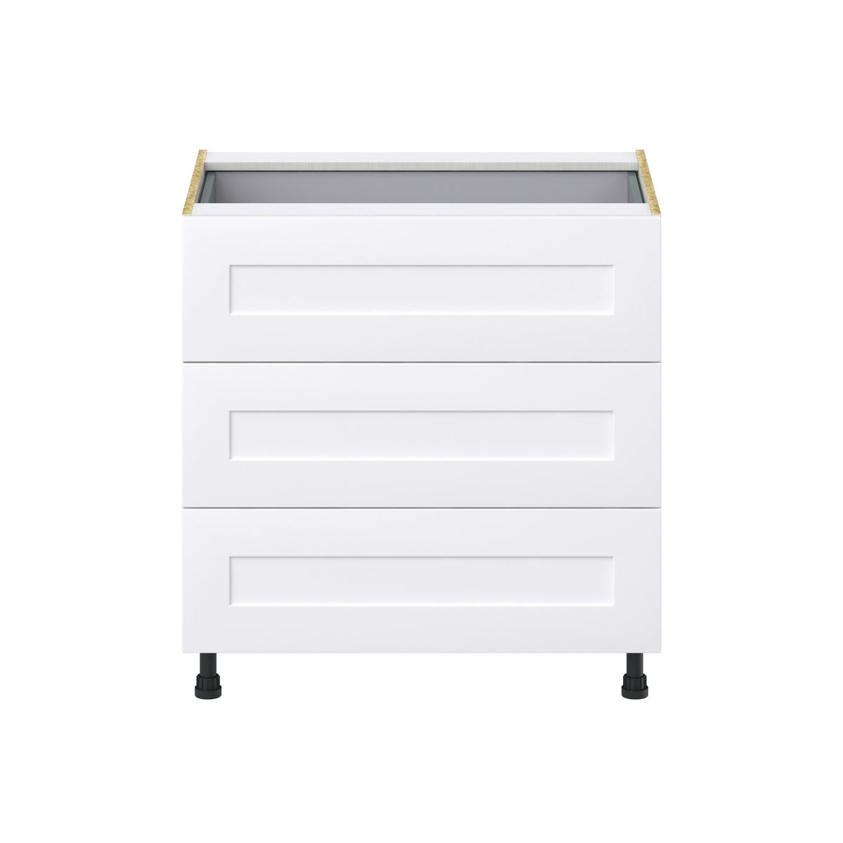 Hugo&Borg Jolie 33-in W x 34.5-in H x 24-in D Warm White 4-Drawer Base Fully Assembled Cabinet (Recessed Panel Style)