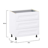 Hugo&Borg Jolie 33-in W x 34.5-in H x 24-in D Warm White 4-Drawer Base Fully Assembled Cabinet (Recessed Panel Style)