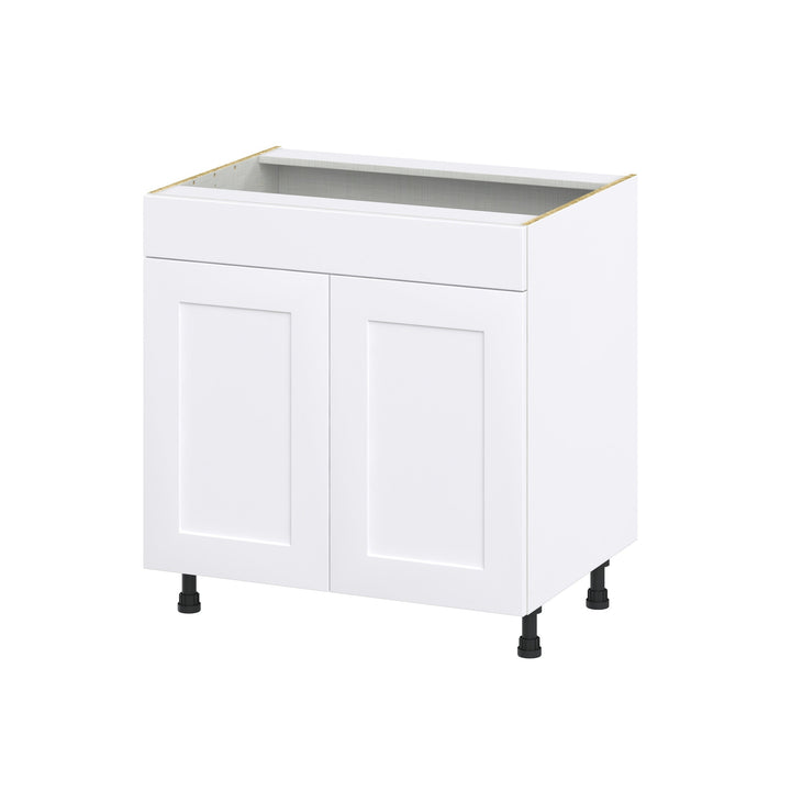 Hugo&Borg Jolie 33-in W x 34.5-in H x 24-in D Warm White Sink Base Fully Assembled Cabinet (Recessed Panel Shaker Style)