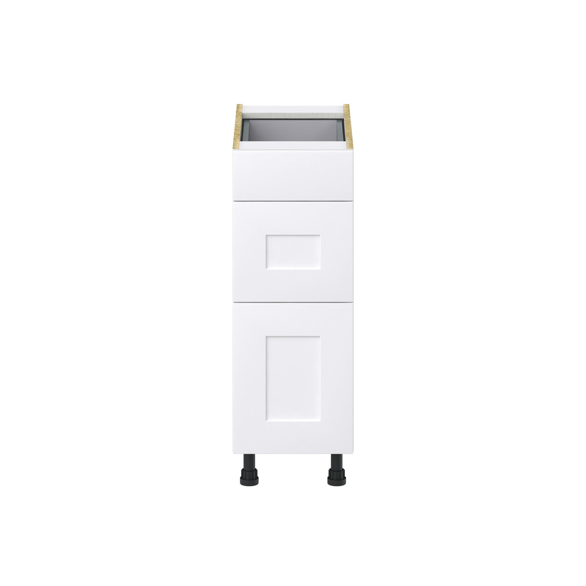 Hugo&Borg Jolie 12-in W x 34.5-in H x 24-in D Warm White 3-Drawer Base Fully Assembled Cabinet (Recessed Panel Style)