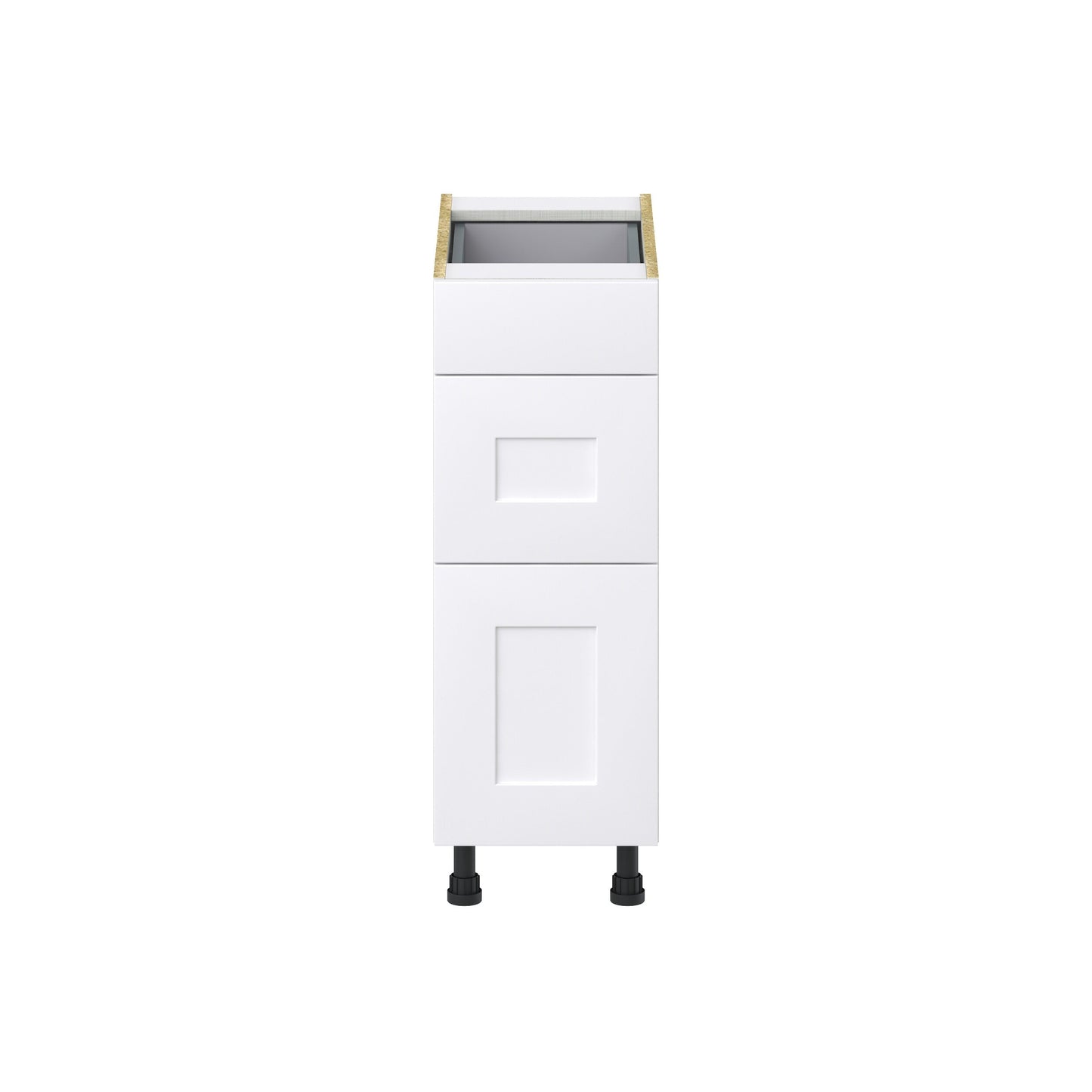 Hugo&Borg Jolie 12-in W x 34.5-in H x 24-in D Warm White 3-Drawer Base Fully Assembled Cabinet (Recessed Panel Style)