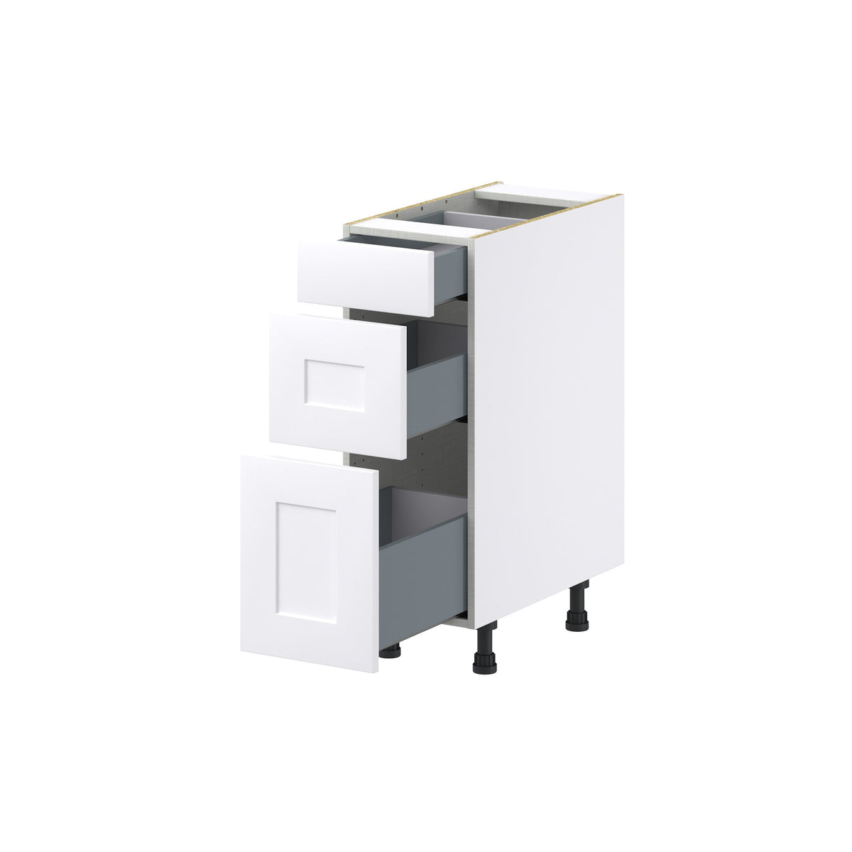Hugo&Borg Jolie 12-in W x 34.5-in H x 24-in D Warm White 3-Drawer Base Fully Assembled Cabinet (Recessed Panel Style)
