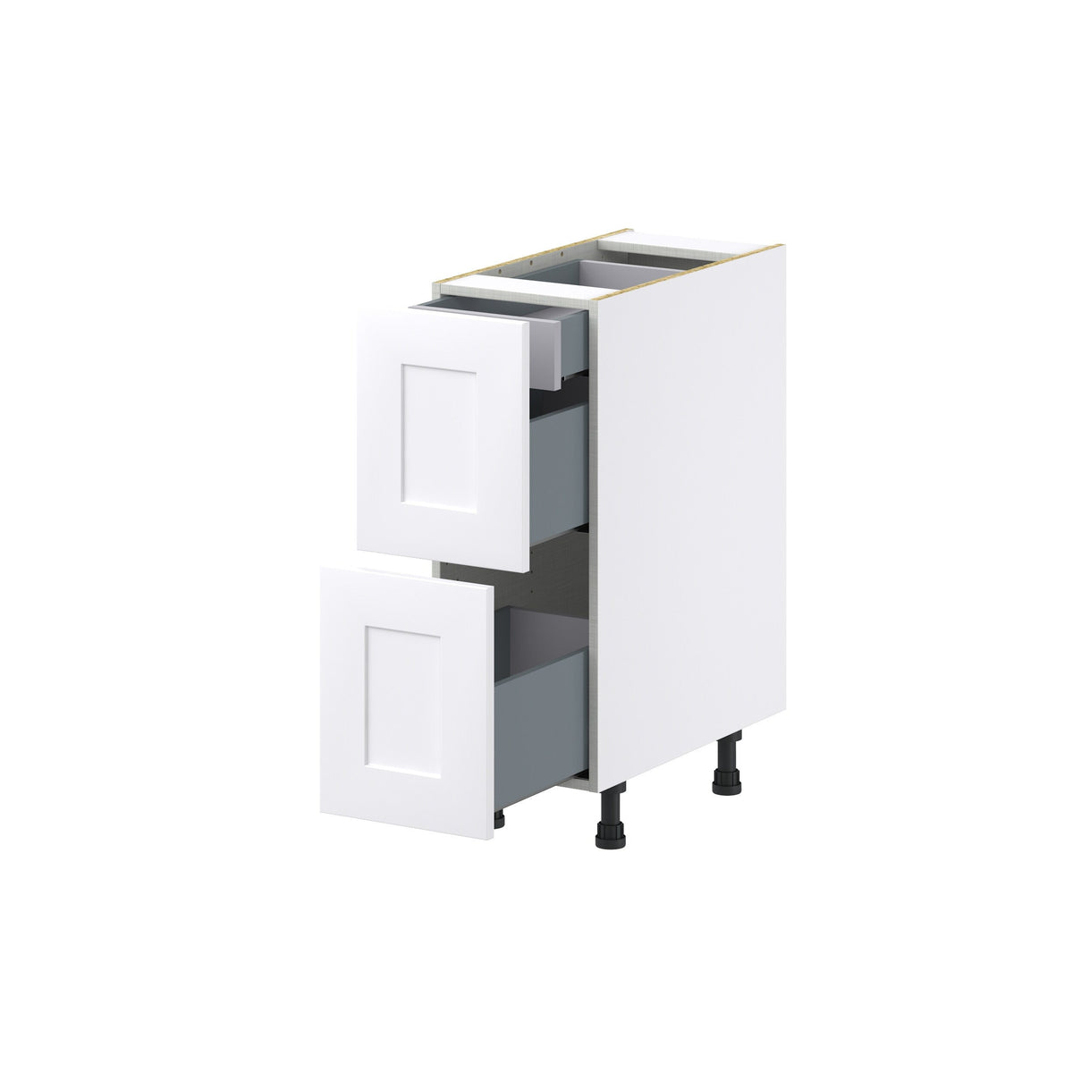 Hugo&Borg 12-in W x 34.5-in H x 24-in D Warm White 3-Drawer Base Fully Assembled Cabinet (Recessed Panel Style)