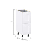 Hugo&Borg 12-in W x 34.5-in H x 24-in D Warm White 3-Drawer Base Fully Assembled Cabinet (Recessed Panel Style)