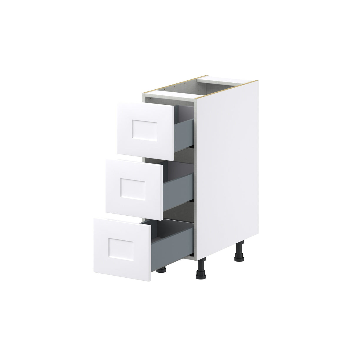 Hugo&Borg Jolie 12-in W x 34.5-in H x 24-in D Warm White 3-Drawer Base Fully Assembled Cabinet (Recessed Panel Style)